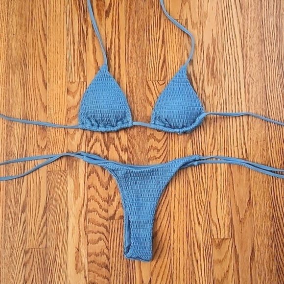 Zaful High Cut Cheeky String Bikini Set in Teal - Picture 1 of 5